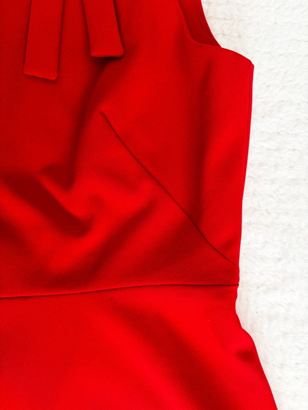 Liz Claiborne Red Sleeveless Bow Mock Neck Fit & Flare Dress - Size 10 - Picture 4 of 7